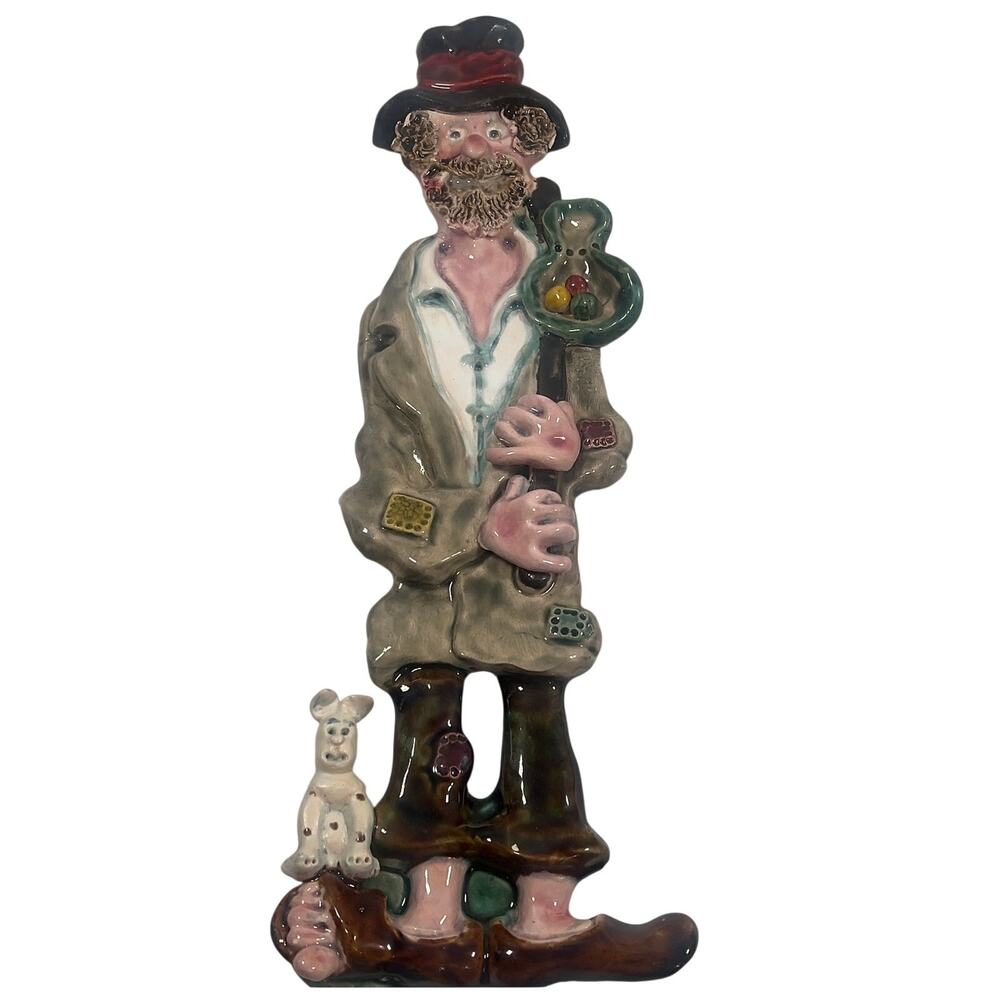 Vintage Signed Licínio Portugal Hobo Figurine 14" Wall Plaque Art Decor 70s-80s